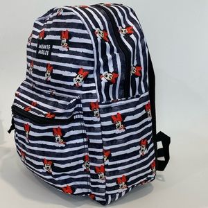 Disney Minnie Mouse Black White Striped  Backpack Bag